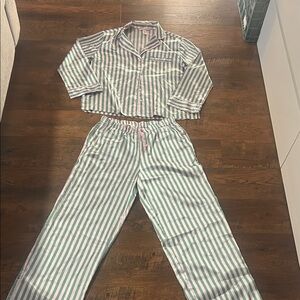 Victoria's Secret Pajama Set - Green and White Stripes